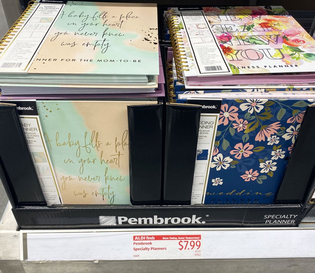 various planners on aldi shelf