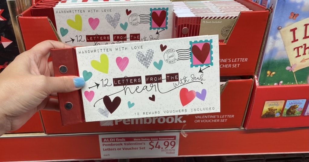 hand holding Pembrook Valentine's Letter Set