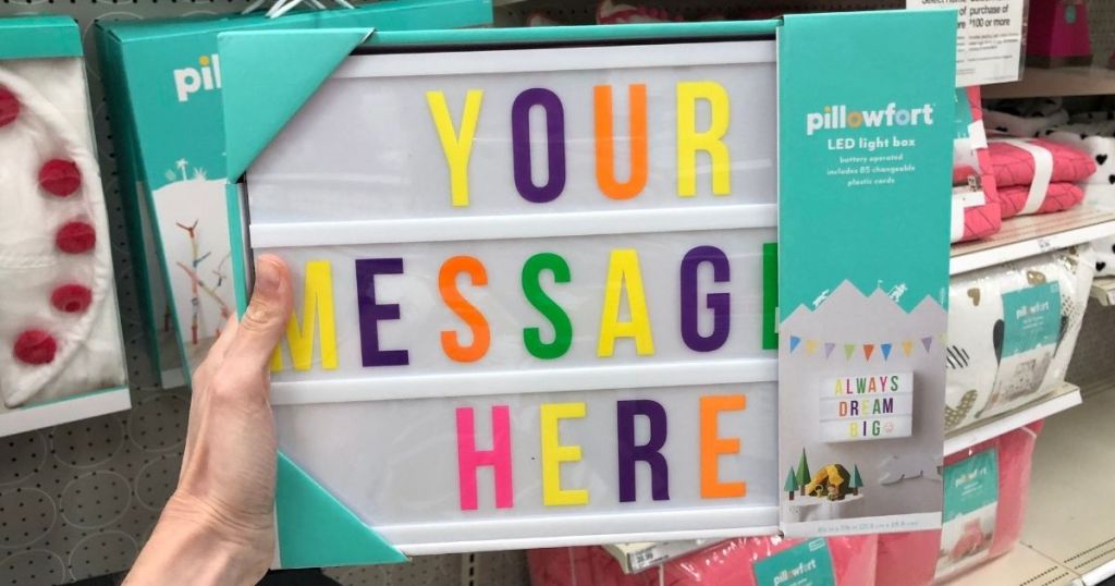 hand holding a Pillowfort Light Box