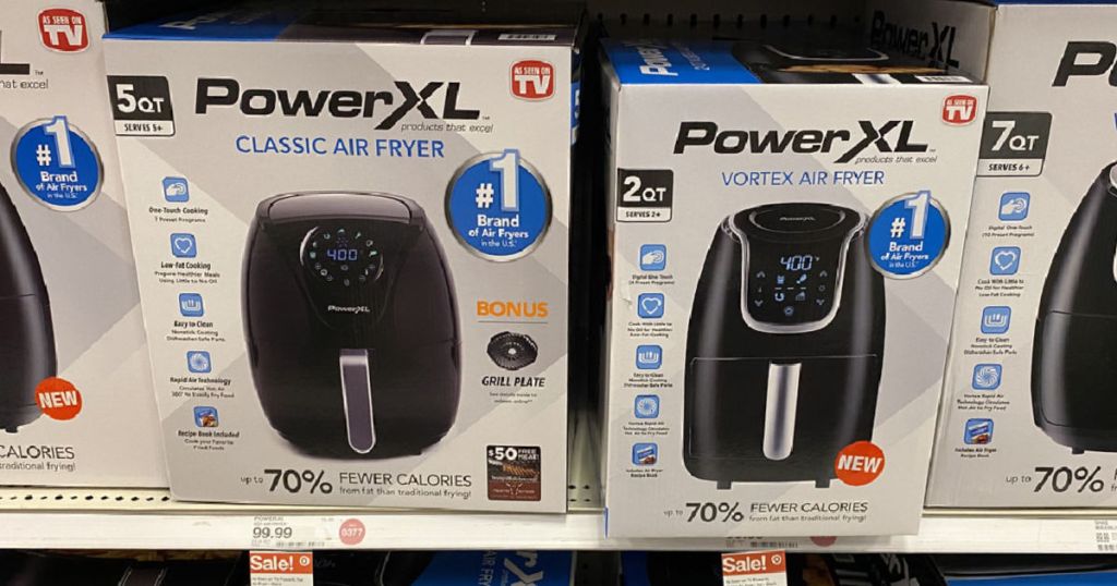 two air fryers on shelf