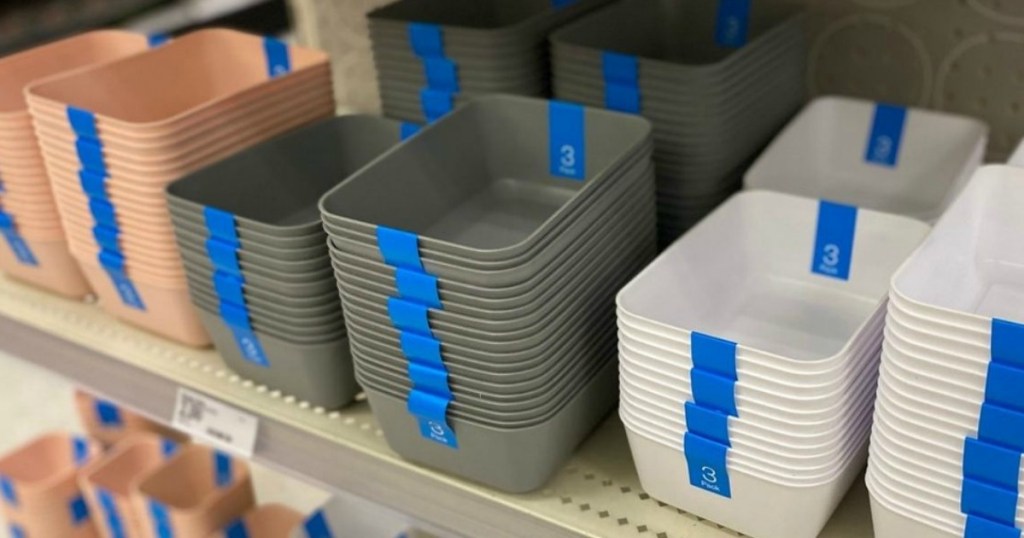 storage bins at Target in various colors