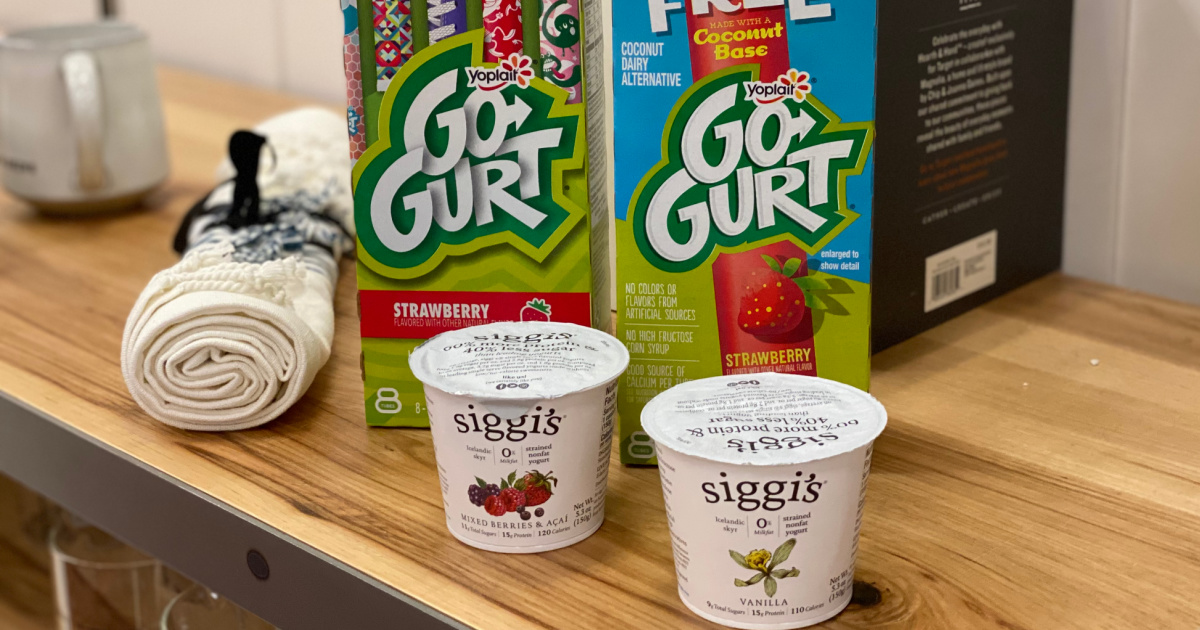 Yogurt containers on counter
