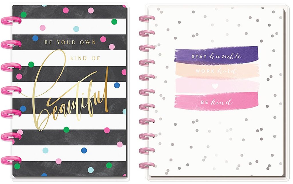 two spiral bound happy planner notebooks