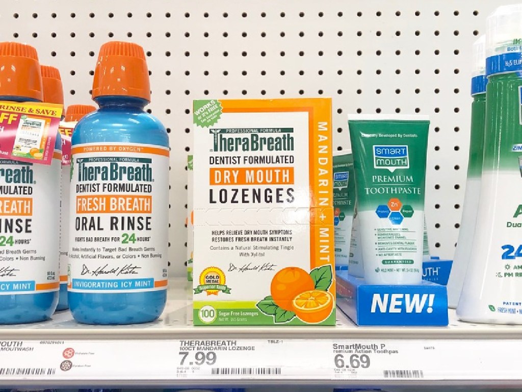 oral care products on store shelf