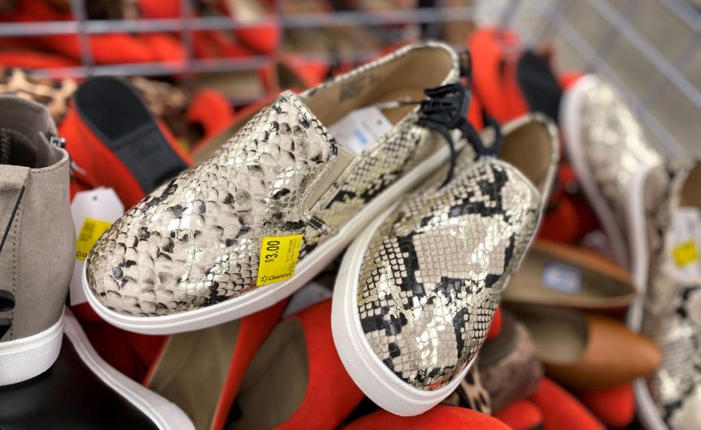 pair of shoes in a bin at Walmart