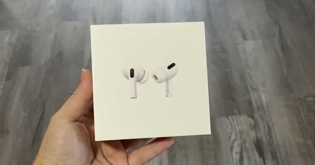 airpod pros box in hand