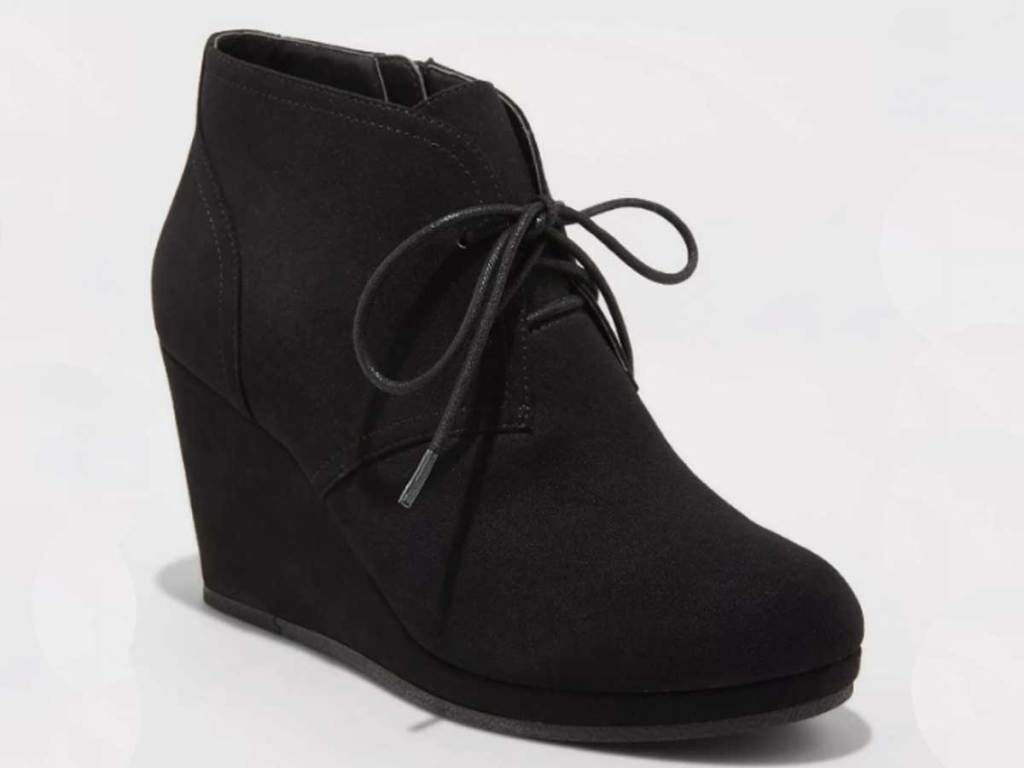 black wedge boot