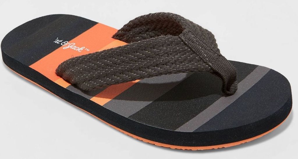 black and orange boys flip flop
