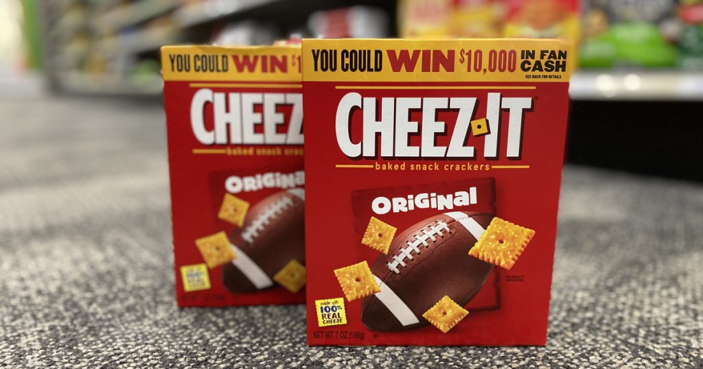 cheez it crackers fan cash boxes on store floor