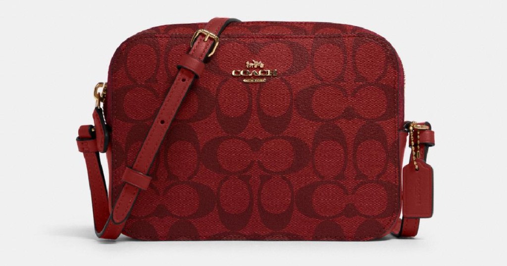 coach round camera bag in red