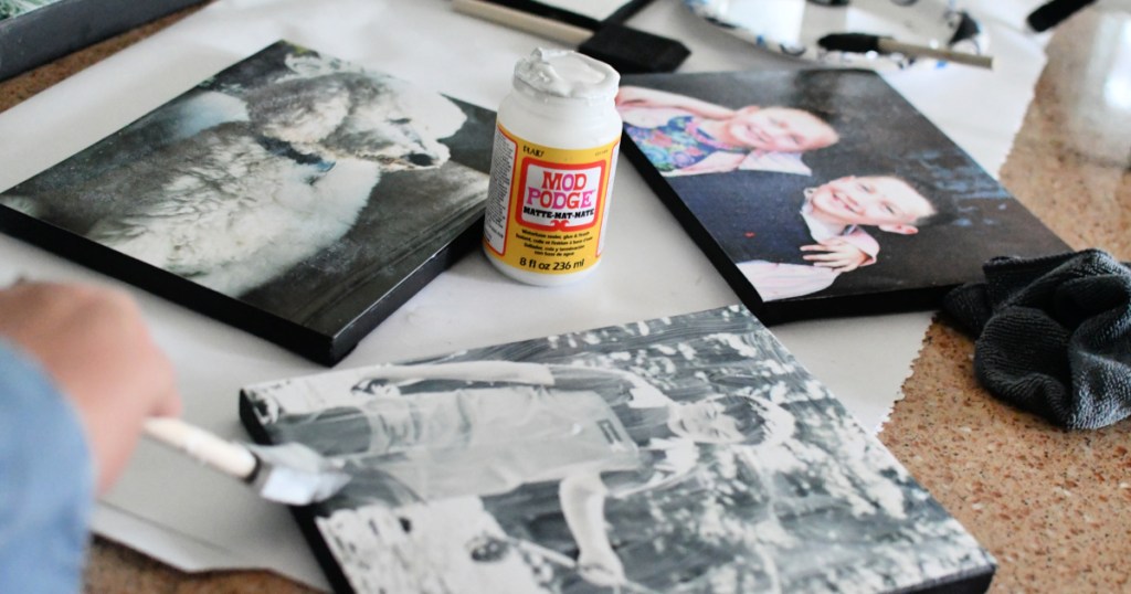 creating a DIY photo canvas using mod podge