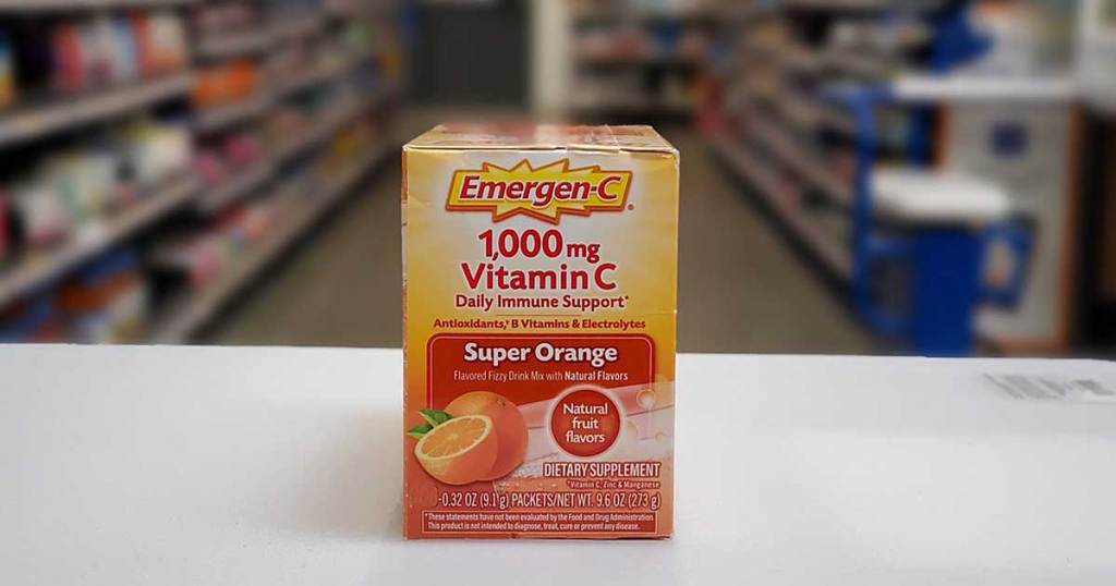 box of emergen c on a store counter