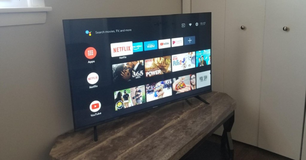 hisense smart TV on bench