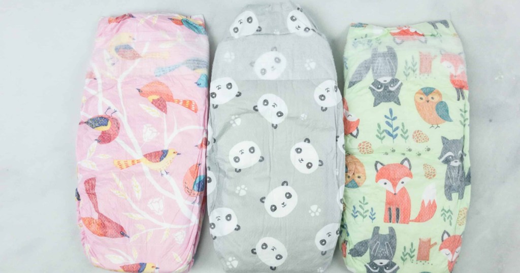 three styles of honest diapers