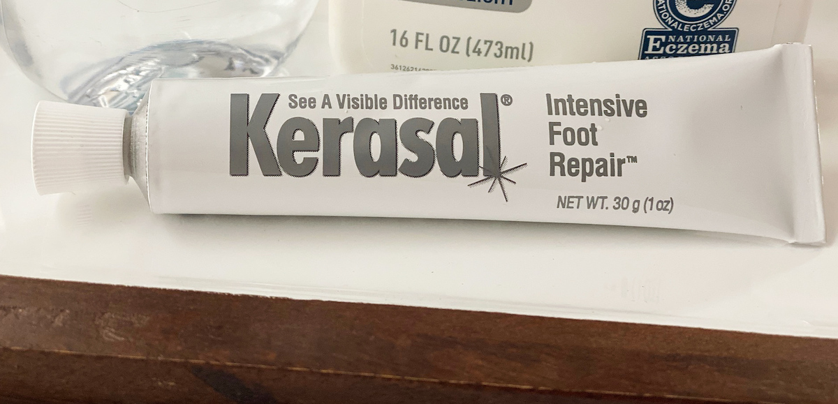 white tube of kerasal sitting on white contertop