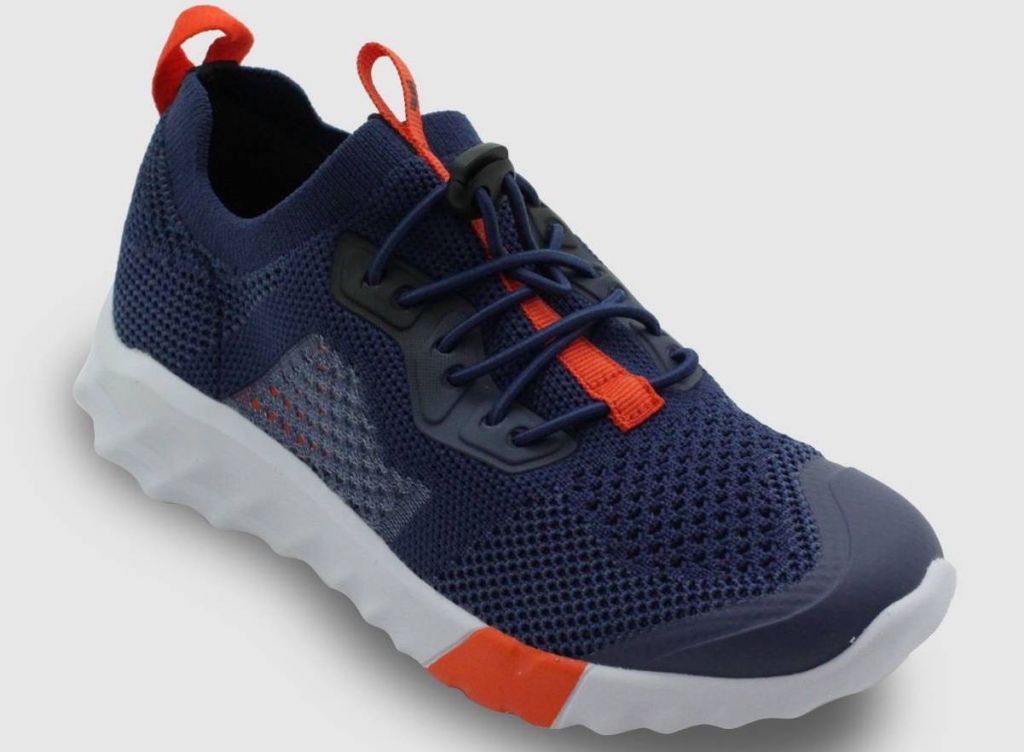 blue and orange kids athletic shoe