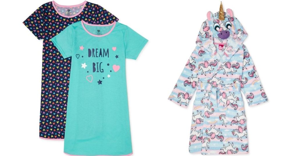 kids night shirts and unicorn robe