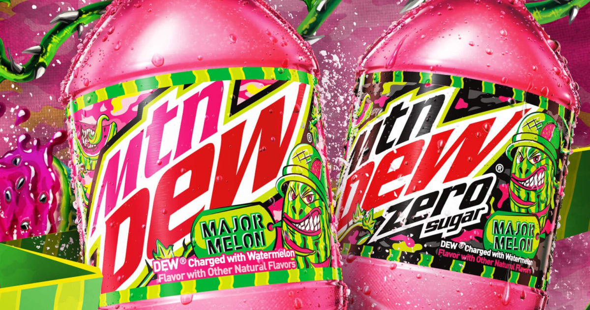 2 bottles of Mtn Dew Major Melon