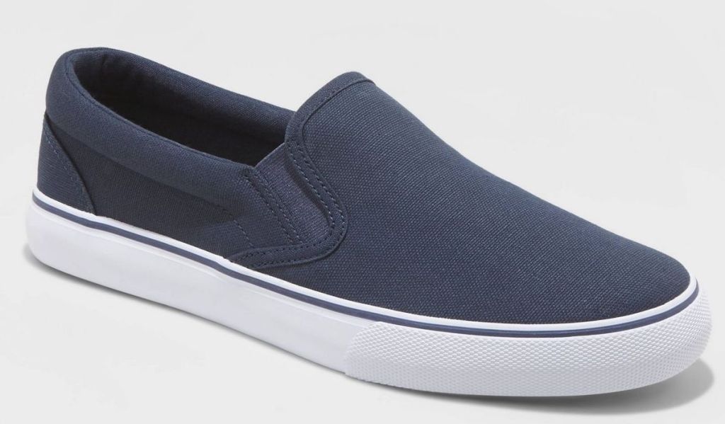 mens navy slip ons