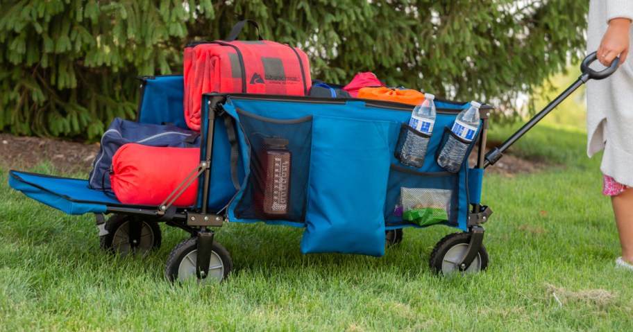 ozark trail wagon loaded up on grass