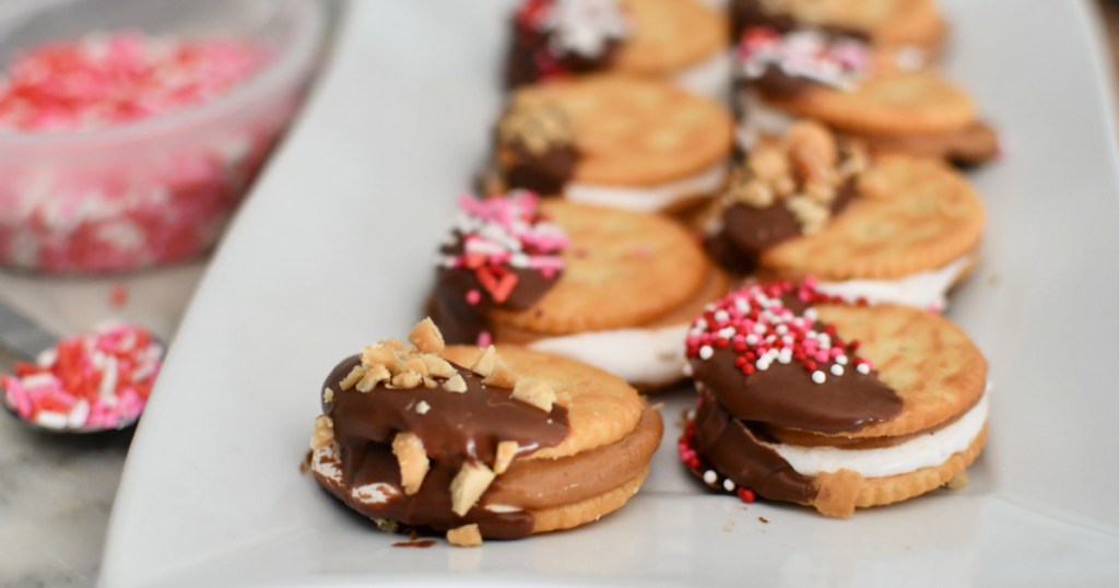 plate with chocolate dipped fluffernutter