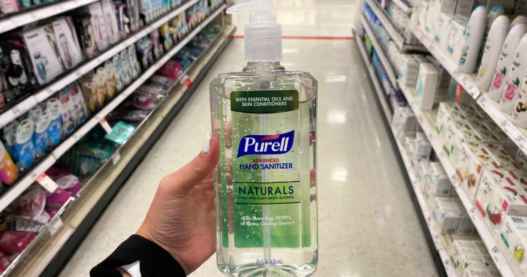 purell naturals hand sanitizer in hand at target