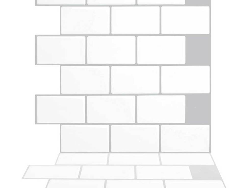 white subway tile stick and peel backsplash