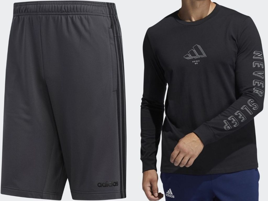 Adidas men's mesh shorts and long sleeve shirt
