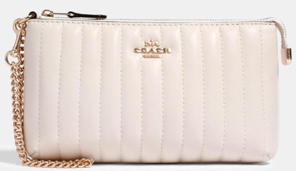 light pink Coach Large Wristlet With Linear Quilting