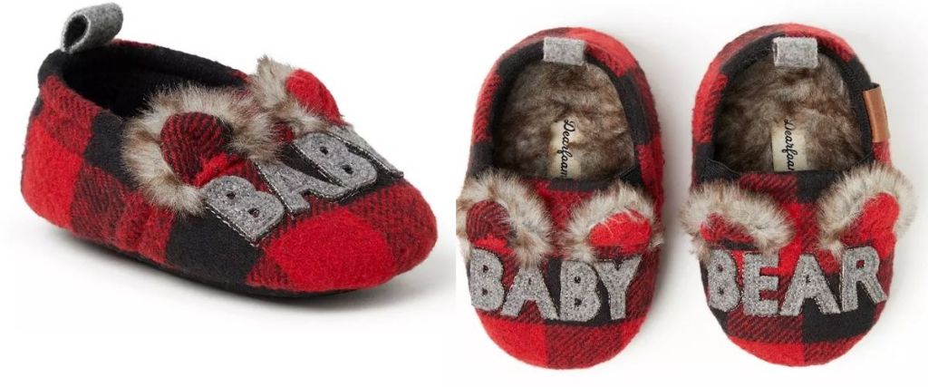 2 views of Dearfoams BAby Bear Slippers