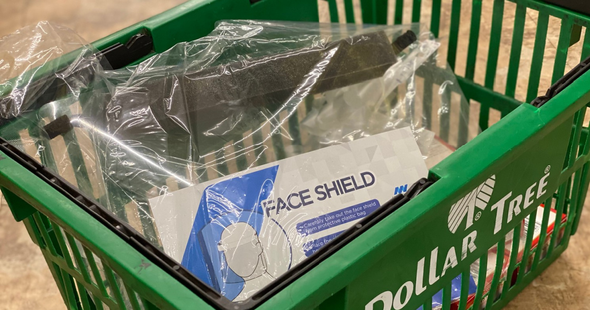 Dollar Tree Face Shields in basket