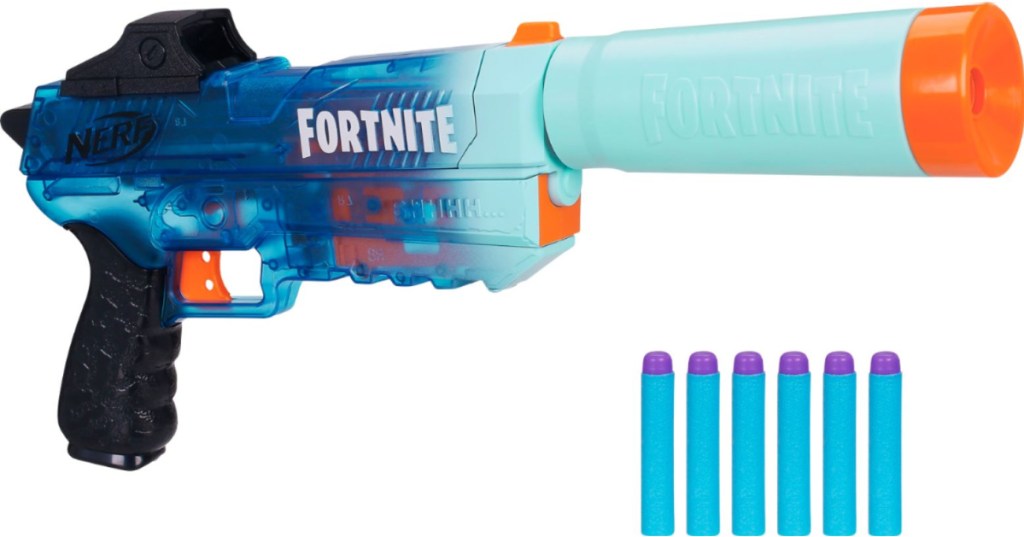NERF toy with blue darts