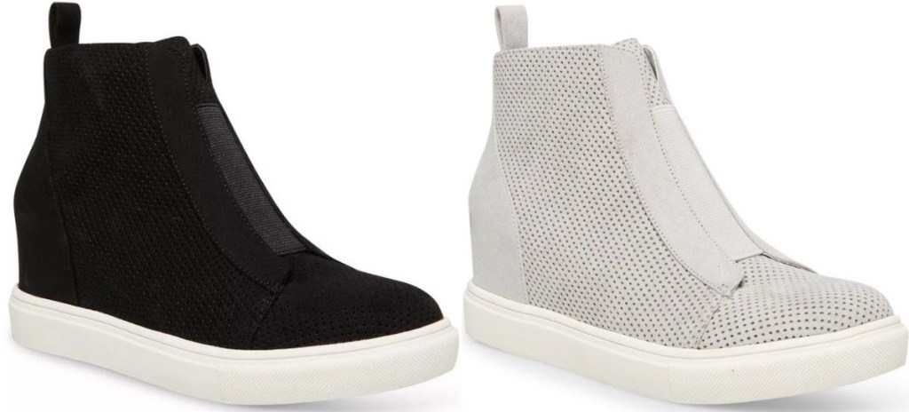 two pairs of wedge sneakers