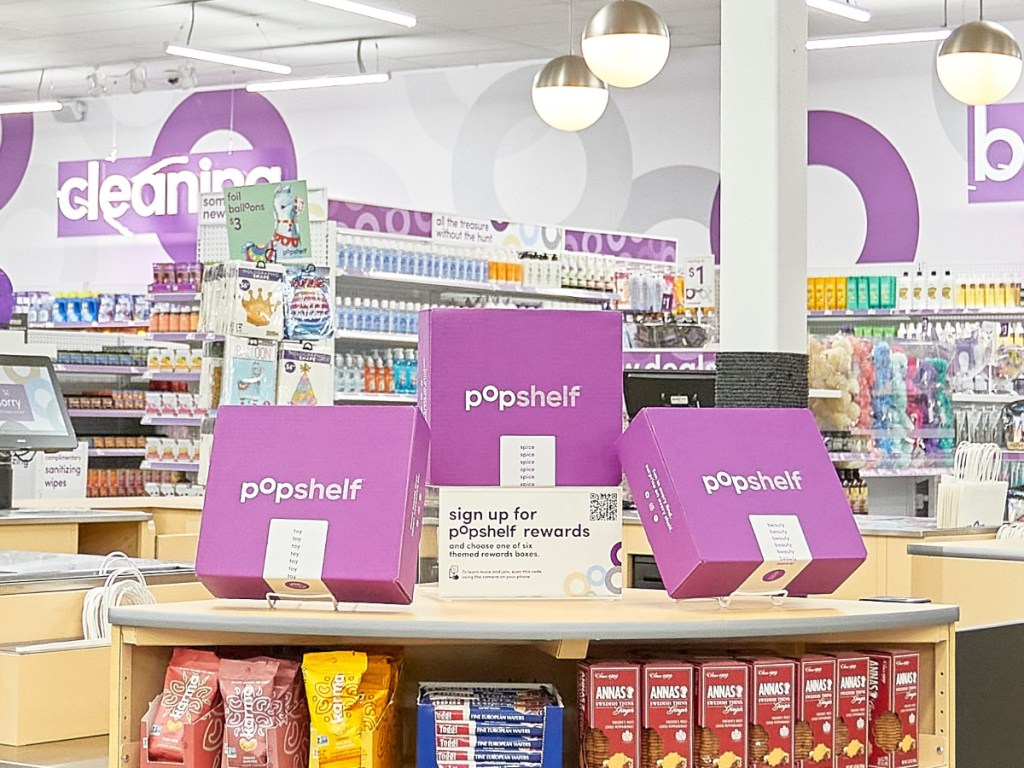 purple rewards boxes at pOpshelf store