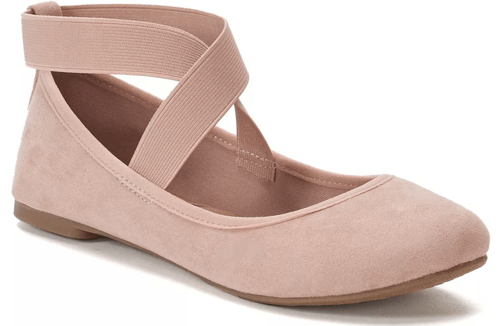 pink ballet flat with stripes