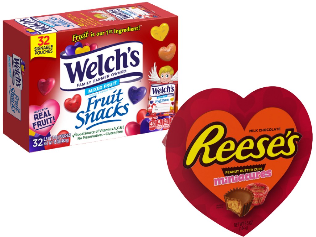 Welch's Valentine's Mixed Fruit Snacks 32-Count and Reese's Miniatures Valentine's Heart Box
