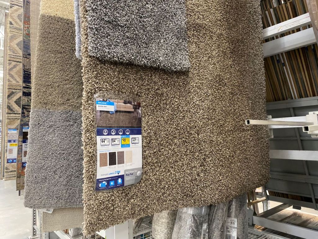 area rugs on display at Lowe's