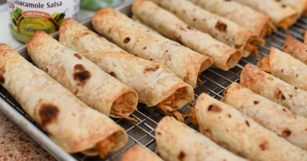 baking sheet pan with slow cooker taquitos