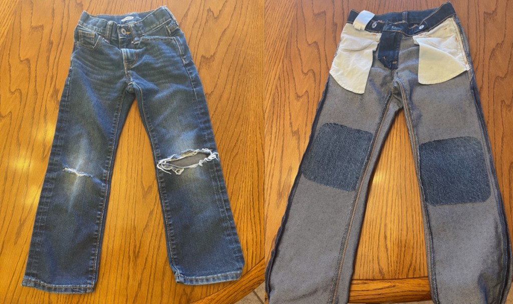 jeans with holes and jeans with patches