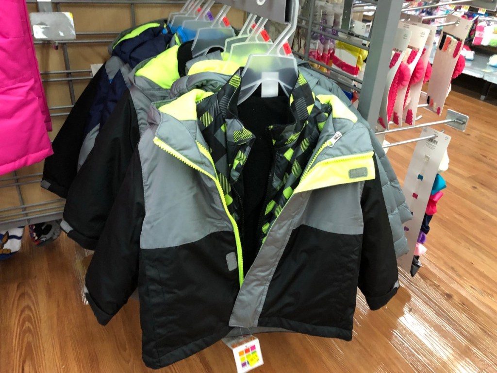 child's coat hanging at Walmart