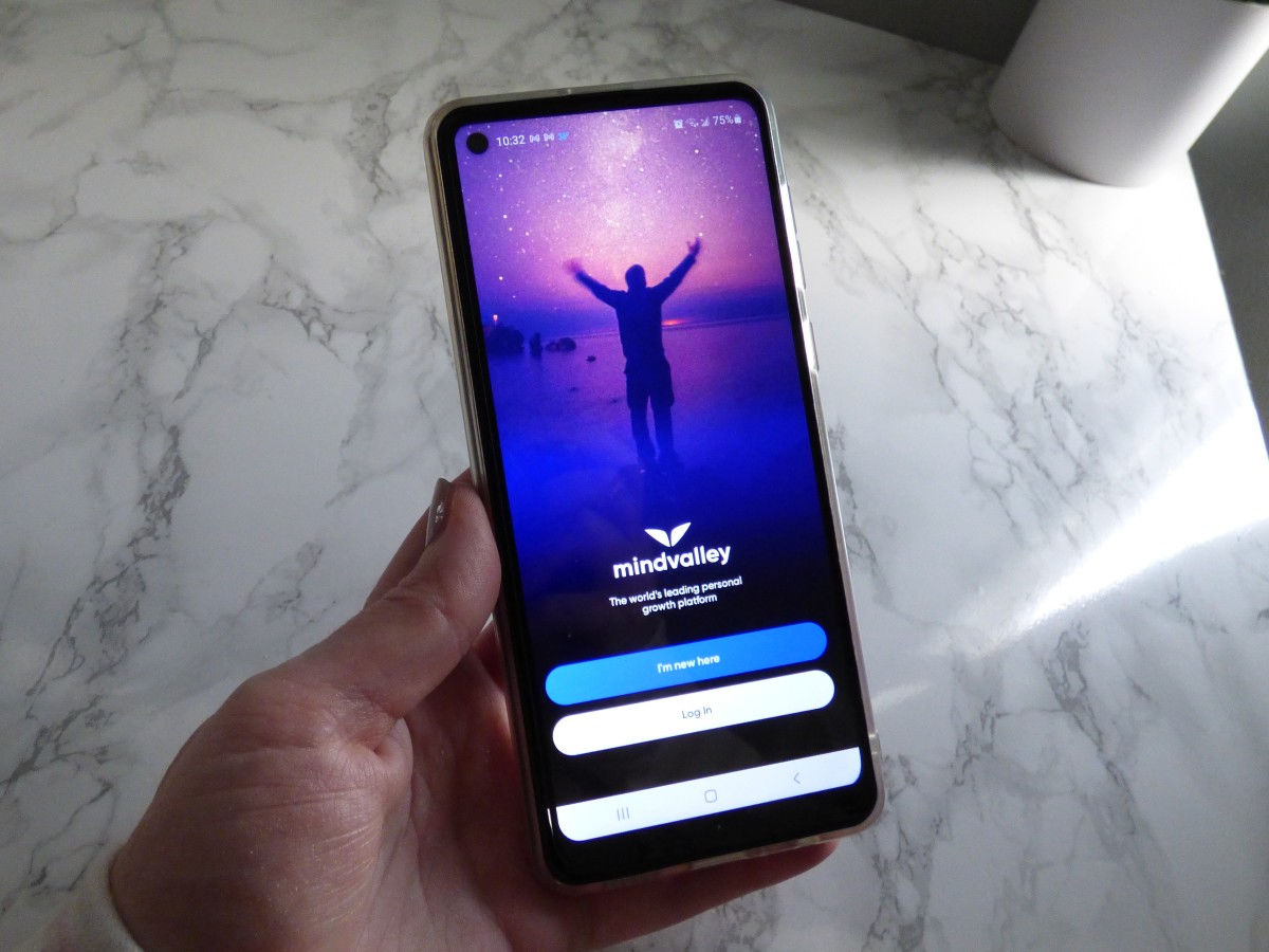 Mindvalley login screen on phone