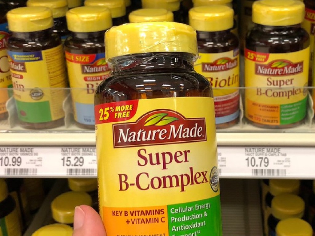 nature made super b-complex in hand at store