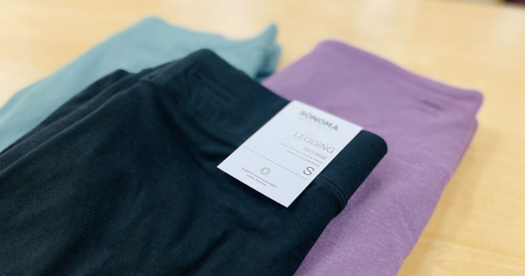 three pairs of leggings