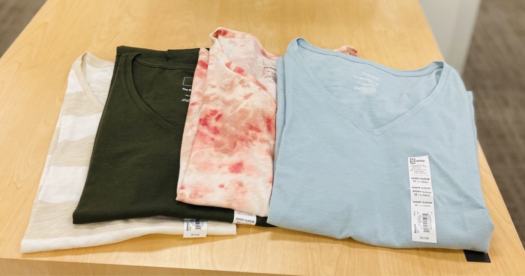 many sonoma womens tees folded in store