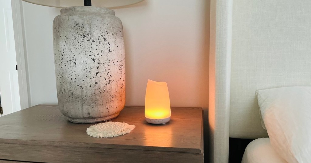 oil diffuser lit up yellow