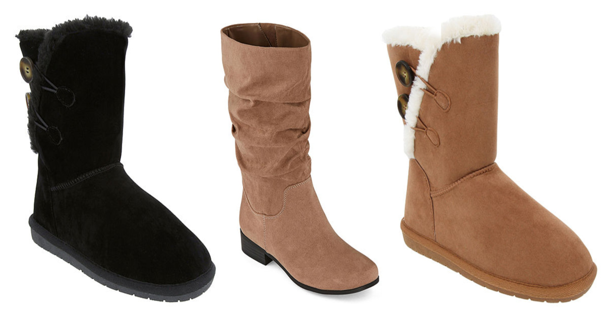 three stock images of womens winter boots