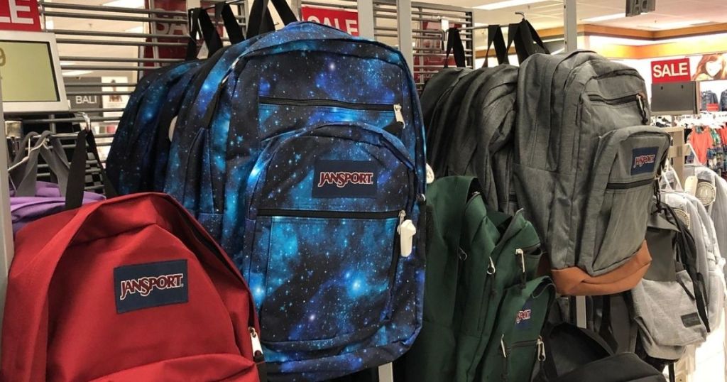 Backpacks in Kohl's hanging up