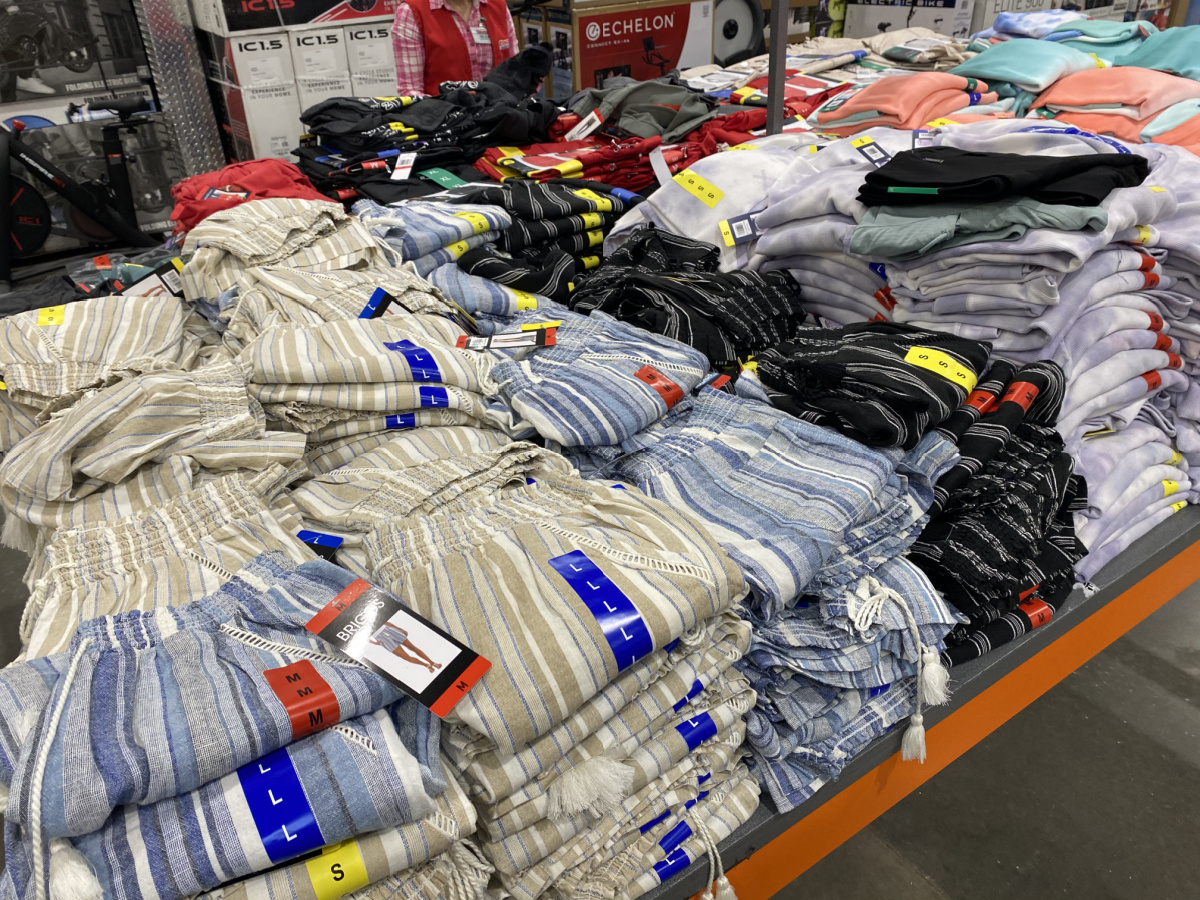 Women's linen shorts on display in Costco