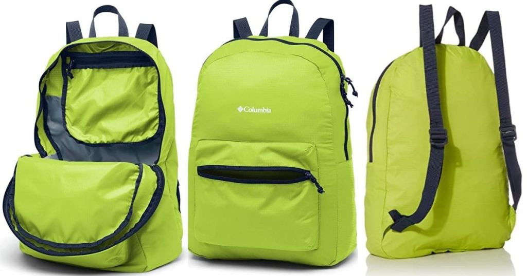 3 views of Columbia Green Packable Backpack