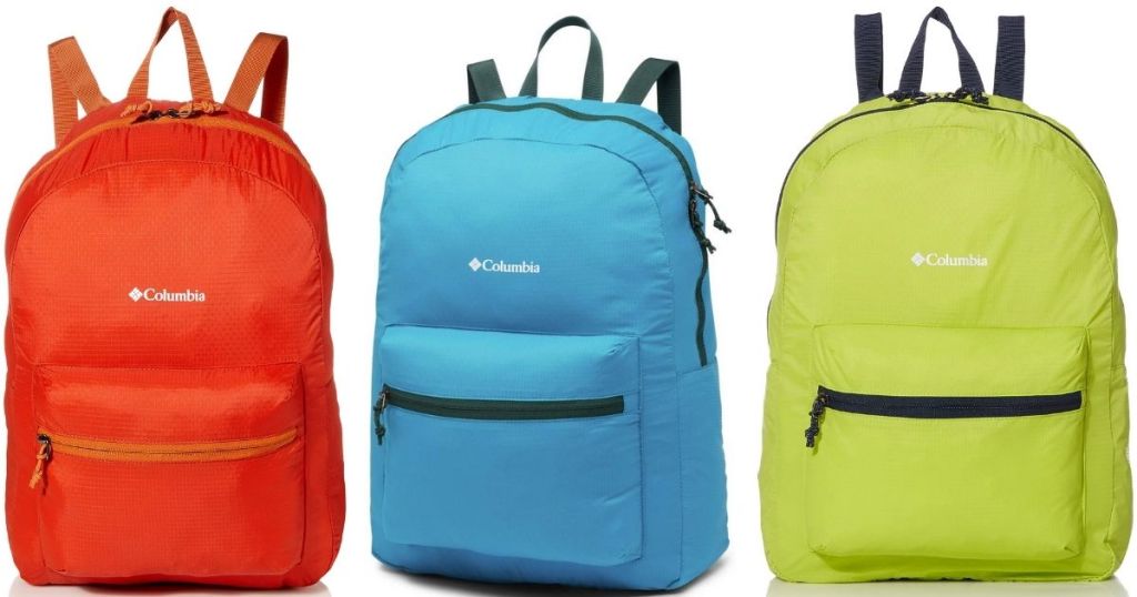 3 colors of Columbia Packable Backpacks